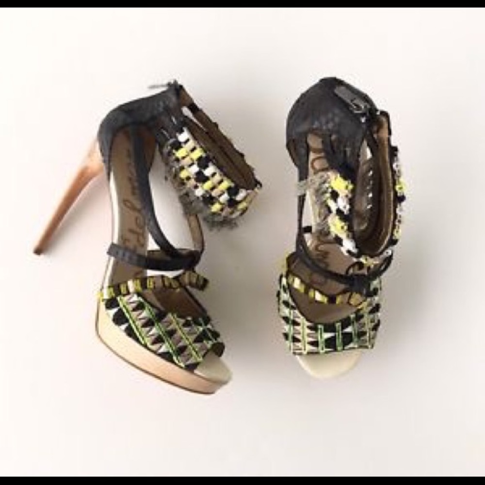 Sam Edelman Chain Fringe and Beaded Stilettos